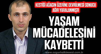 Kestiği ağacın üzerine devrilmesi sonucu ağır yaralanan işçi, yaşam mücadelesini kaybetti
