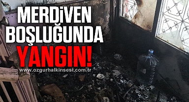 Merdiven boşluğunda çıkan yangın korkuttu