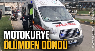 Midibüs ile motosiklet kazasında motokurye ölümden döndü