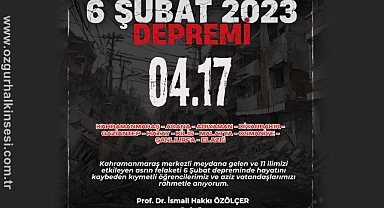 Rektör Özölçer’den Asrın Felaketi 2023 Kahramanmaraş depremlerini anma mesajı