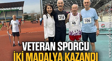 Veteran sporcu iki madalya kazandı
