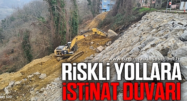 Alaplı'da heyelan riski olan yollara istinat duvarı örülüyor