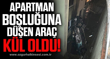 Apartman boşluğuna düştü alev alev yandı
