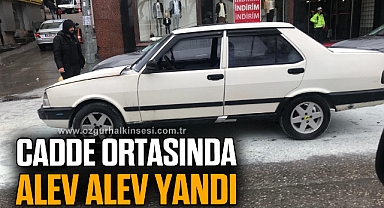 CADDE ORTASINDA ALEV ALEV YANDI