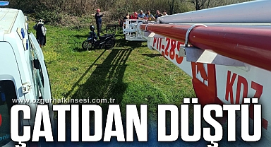 Çatıdan düşen adam hastanelik oldu