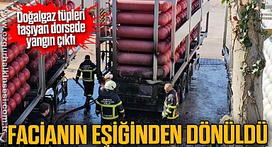 Doğalgaz tüpleri taşıyan dorsede yangın çıktı, facianın eşiğinden dönüldü