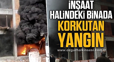 İnşaat halindeki binada korkutan yangın