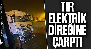 Tır elektrik direğine çarptı