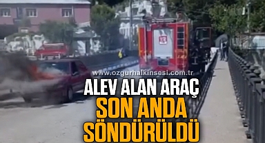 DEVREK’TE ALEV ALAN ARAÇ SON ANDA SÖNDÜRÜLDÜ