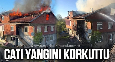 Evin çatısında çıkan yangın korkuttu