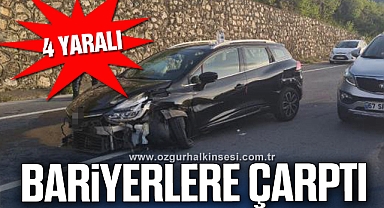 Kontrolden çıkıp bariyerlere çarptı