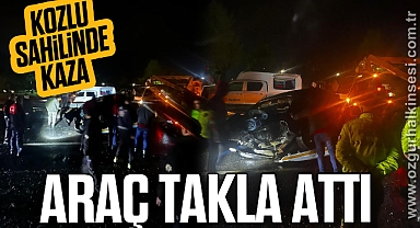 KOZLU SAHİLİNDE ARAÇ TAKLA ATTI