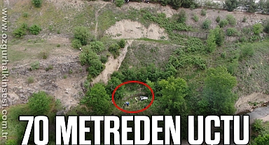 Otomobiliyle 70 metreden şarampole uçtu