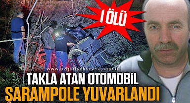 Takla atan otomobil şarampole yuvarlandı