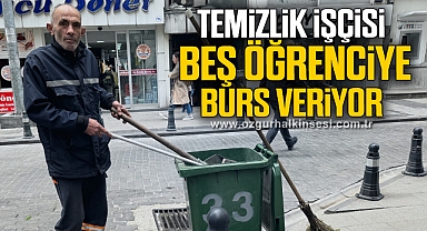 Temizlik işçisi beş öğrenciye burs veriyor