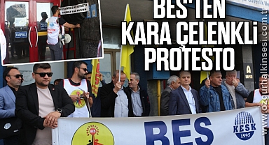 BES'ten kara çelenkli protesto