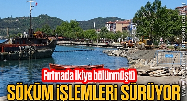 Fırtınada ikiye bölünen Pallada Gemisi’nin söküm işlemleri sürüyor