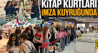 Kitap kurtları imza kuyruğunda