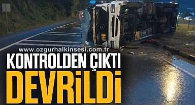 Kontrolden çıktı devrildi
