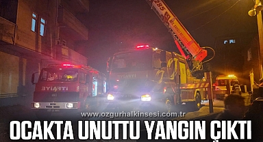 Ocakta unutulan yemek yangına sebep oldu