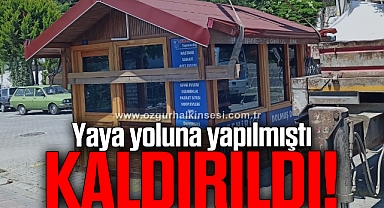 Yaya yoluna yapılan dolmuş durağı kaldırıldı