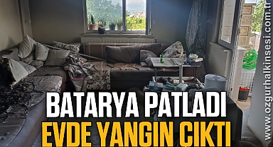 Batarya patladı, evde yangın çıktı