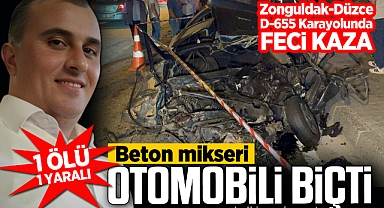Beton mikseri, otomobili biçti: 1 ölü, 1 yaralı