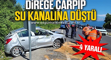 Direğe çarpıp su kanalına düştü