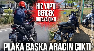 Hız yapan motosikletin plakasının başka araca ait olduğu ortaya çıktı