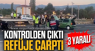 Kontrolden çıkan otomobil orta refüje çarptı: 3 yaralı