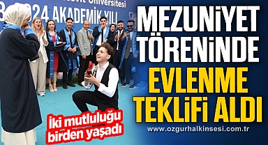 Mezuniyet töreninde sahnede evlenme teklif etti