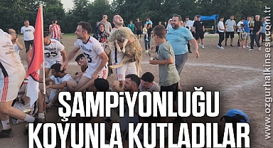 Şampiyonluğu ödül olan koyunla birlikte kutladılar