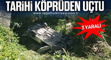 Tarihi köprüden dere yatağına uçtu