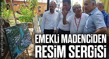 Emekli madenciden resim sergisi