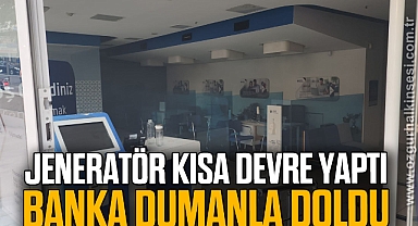 Jeneratör kısa devre yaptı, bankanın içerisi dumanla doldu