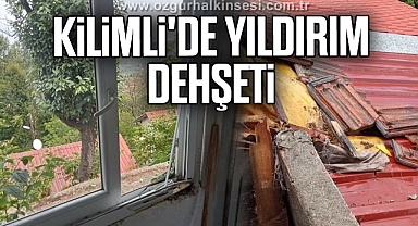 Kilimli'de yıldırım dehşeti; bir ev hasar gördü