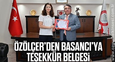 Özölçer’den Basancı’ya teşekkür belgesi
