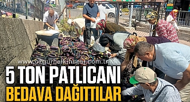 5 ton patlıcanı yüzlerce kişiye bedava dağıttılar