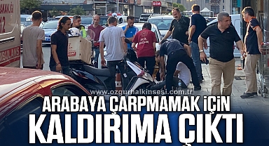 ARABAYA ÇARPMAMAK İÇİN KALDIRIMA ÇIKTI