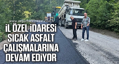 İL ÖZEL İDARESİ SICAK ASFALT ÇALIŞMALARINA DEVAM EDİYOR