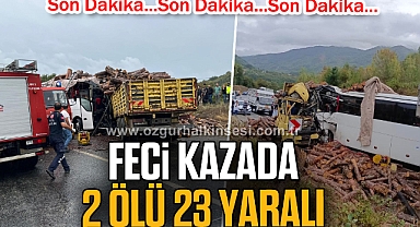 FECİ KAZADA 2 ÖLÜ 23 YARALI