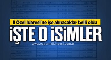 İŞTE O İSİMLER...