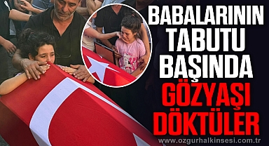 Kazada ölen babalarının tabutu başında gözyaşı döktüler