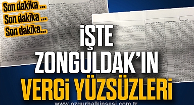 İŞTE ZONGULDAK'IN VERGİ YÜZSÜZLERİ