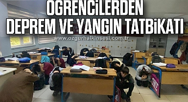 Öğrencilerden deprem ve yangın tatbikatı