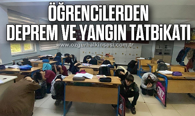 Öğrencilerden deprem ve yangın tatbikatı