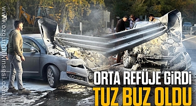ORTA REFÜJE GİREN ARAÇ TUZ BUZ OLDU