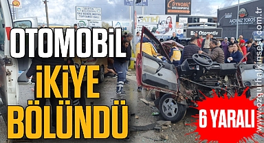 Otomobil ikiye bölündü: 6 yaralı