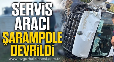 Servis aracı şarampole devrildi