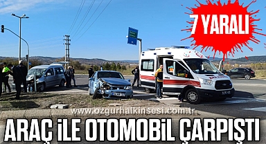 Araç ile otomobil çarpıştı: 7 yaralı